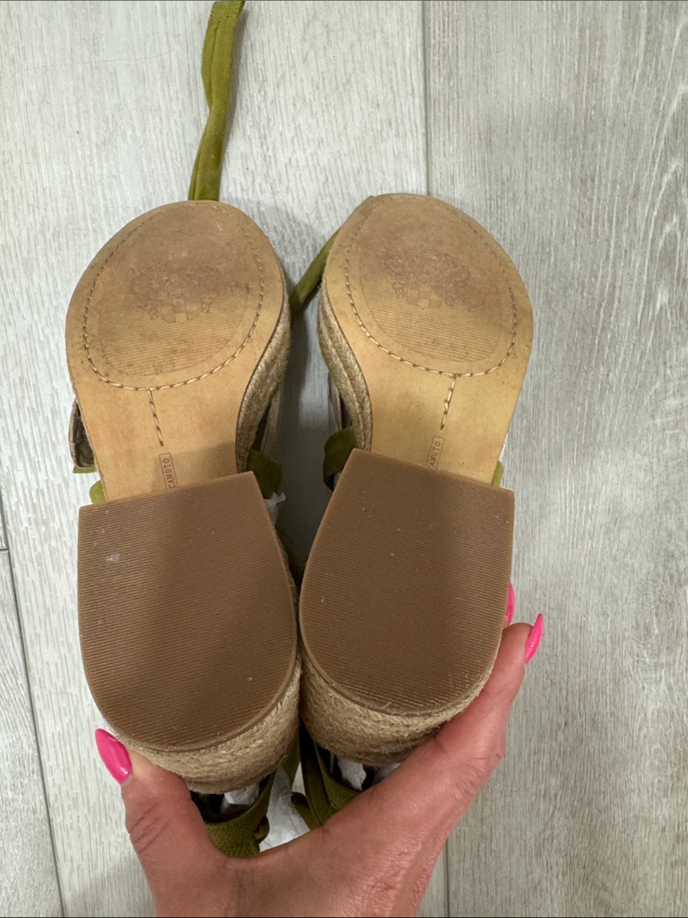 Vince Camuto Roreka Olive Suede Wrap Espadrille Wedge Sandals - Picture 5 of 5